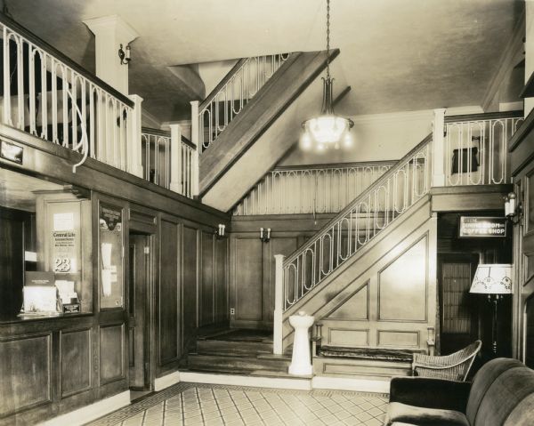 Lobby of the Eugene Hotel. The hotel was located on the southwest corner of the square.