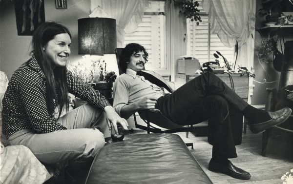 Mayor Soglin at home with his wife, Diane Thayer-Soglin, taken one month after his election as Mayor.