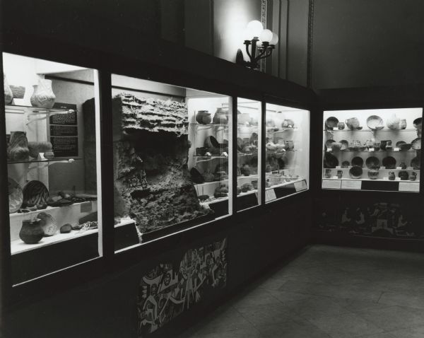 The W.A. Titus collection of American Indian Pottery exhibited at the State Historical Society of Wisconsin.
