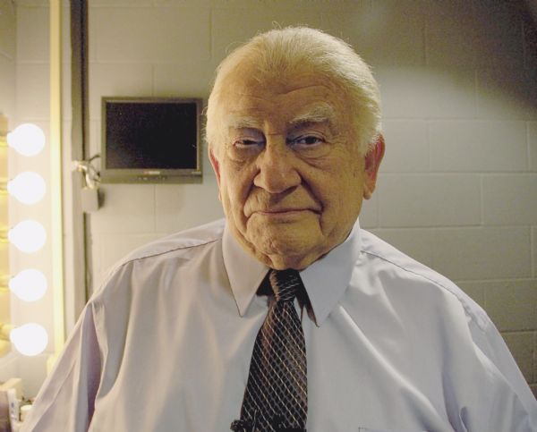 Close-up of Emmy-winning actor Edward Asner in his theater dressing room for the play “FDR” at Viterbo University.