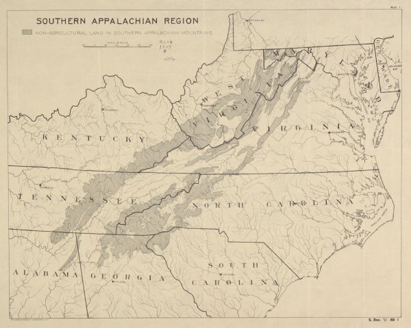 "Non-agricultural land in southern Appalachian Mountains"