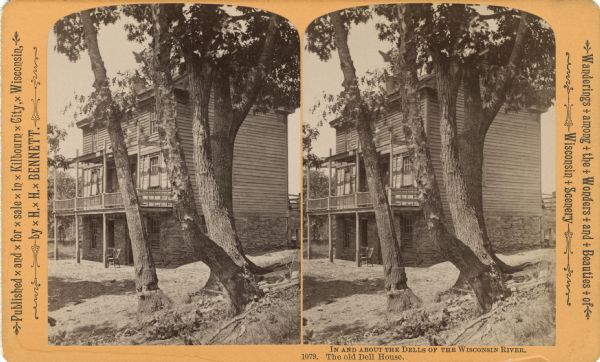 Stereograph of the exterior view of Old Dell House.