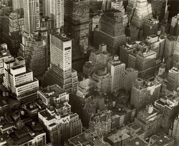 Aerial view of Manhattan cityscape.