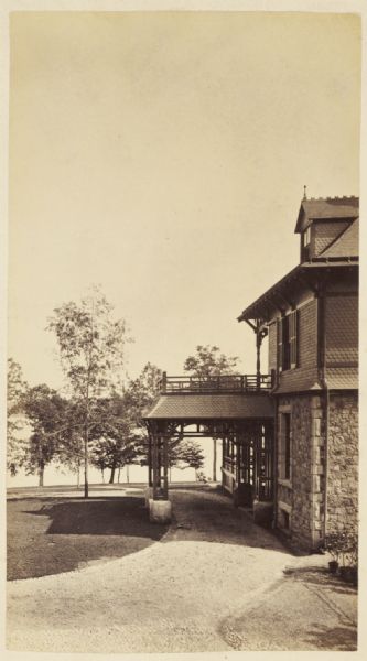 Side porte-cochere of a residence.