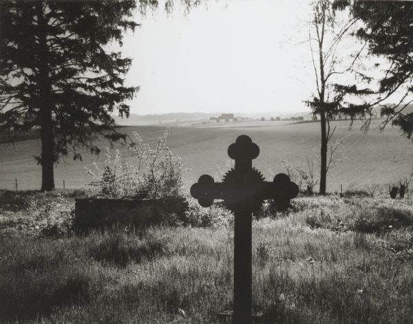 View over fields, looking out from the cemetery.