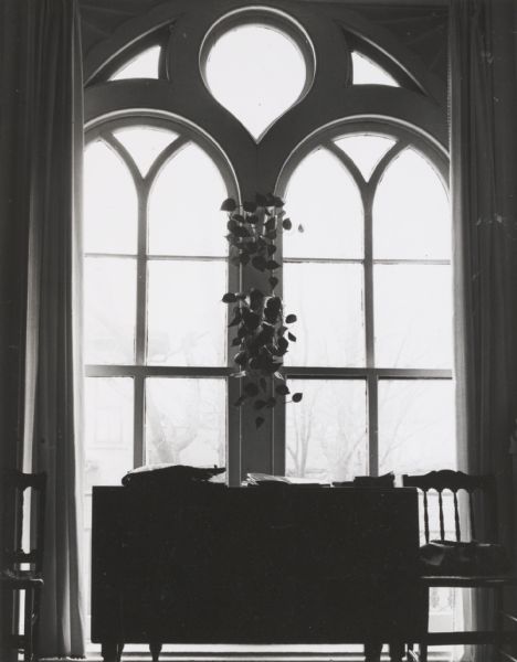Pierce house (also known as the Garnhardt house), 424 North Pinckney Street. Interior view with desk and large window. Photograph made for the Madison Community Center. The club's project was to record early Madison houses for the State Historical Society. Cf. <i>Capital Times</i> (Madison), June 22, 1947, p. 7. This house was built about 1857.

