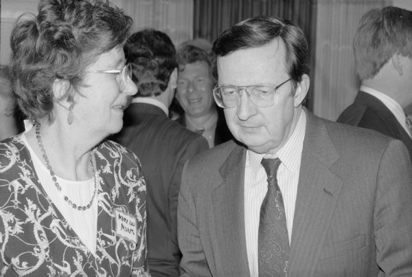 Mary Lou Munts, a member of the Wisconsin Assembly, and Congressman David R. Obey at a fundraiser for Obey at the Madison Club.