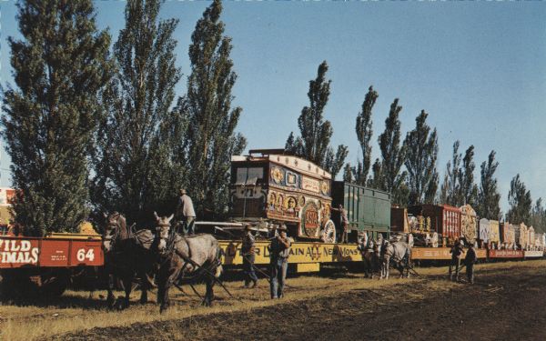 Colorized postcard view of the Circus Train.