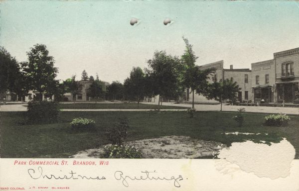 Colorized view of a park located in the central business district.