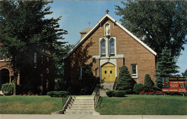 View from street of St. Mary's Catholic Church, located three blocks north of the business district.
