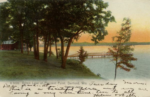 Scenic view along shoreline of Green Lake at Pleasant Point.