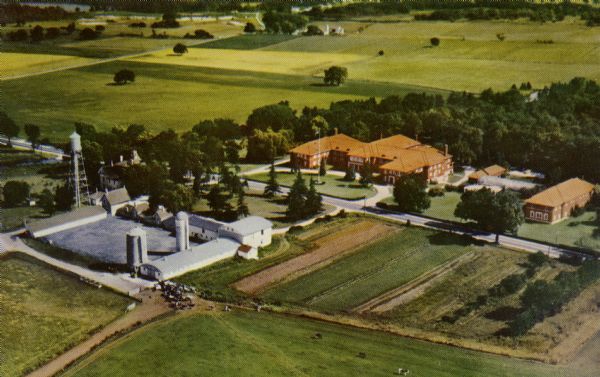 Aerial view of the Wisconsin Masonic Home and Farm on Highway 18, thirty miles west of Milwaukee.