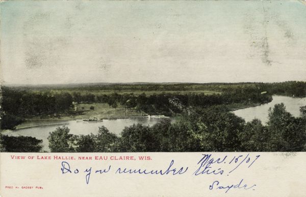 Aerial view of Lake Hallie on the Chippewa river.