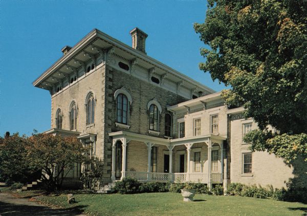 Color photographic postcard of William Tallman's Italian Villa residence.