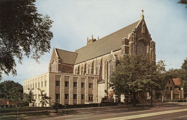 View across street towards the church located at 1021 University Avenue, between Mills and Brooks Streets.