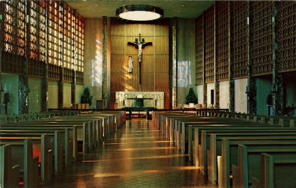 Interior of the Chapel of Our Lady of the Angels at Notre Dame of the Lake.