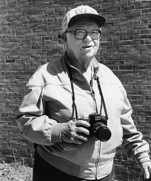 Photographer Edgar Mueller photographed while covering an assignment at the seminary at Mt. Calvary.