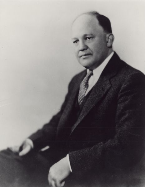 Waist-up portrait of Dr. Edwin Witte, considered the father of Social Security, Executive Director of the Executive Staff to the Committee on Economic Security 1934-35.