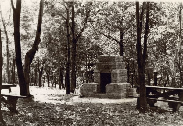 The Works Progress Administration (WPA) used Civilian Conservation Corps (CCC) to build a stone fireplace and landscape an area in Wyalusing State Park (formerly Nelson Dewey Park).