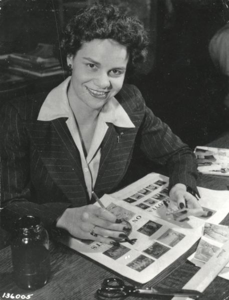 Dorothy Roshak Zmuda at work in the advertising department of Allis-Chalmers.