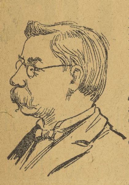 Head and shoulders portrait drawing of Thomas Kidd.