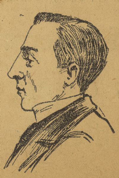 Head and shoulders portrait drawing of George Zentner of Oshkosh, a member of the Woodworkers Union.