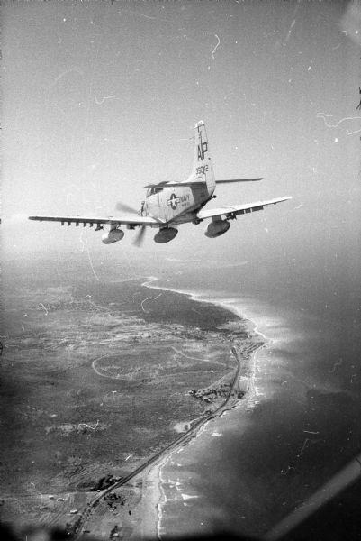 Aerial view of a U.S. Navy plane scouting the borders of Lebanon.