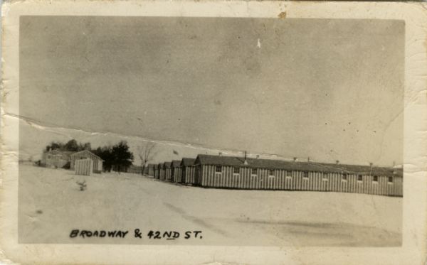 A view of Civilian Conservation Corps (CCC) Camp Petenwell at Broadway and 42nd St.