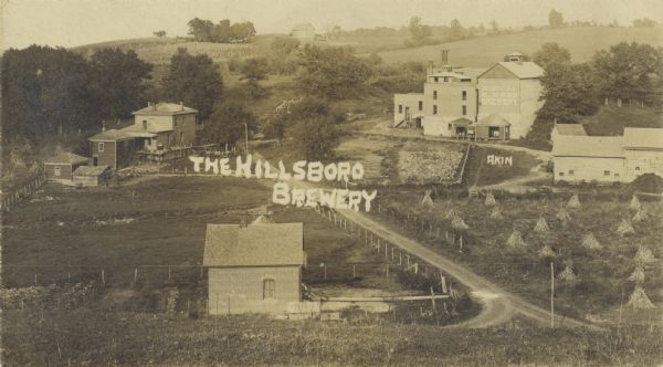 Elevated view of the Hillsboro Brewery when it was operated by Joseph Buzucha in the early 1900's.