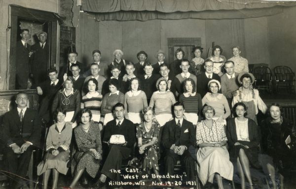 A group portrait of the cast of "West of Broadway" at the Hillsboro Opera House.