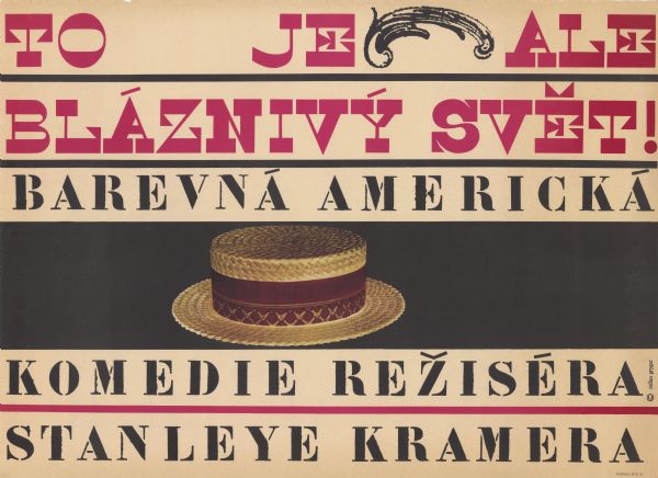 Czechoslovakian film poster for the American film. Photographic image of a straw hat against a black background.