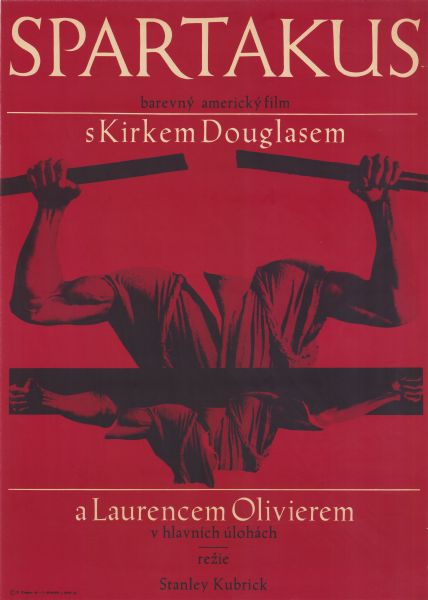 Czechoslovakian film poster for the American film. Image of upper-torso and arms with the hands gripping two poles. Below is another set of upper-torso and arms, with the arms stretched out to the sides and the hands gripping handles.