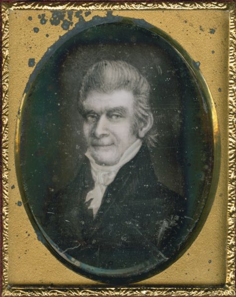 Ninth plate daguerreotype of a painted quarter-length portrait of Felix Walker, 1793-1828. Mr. Walker fought in the Revolutionary War alongside Daniel Boone, and later became a Congressman for North Carolina.