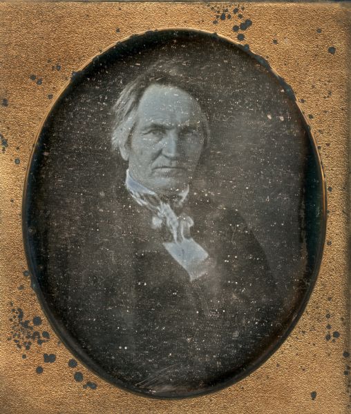 Sixth plate daguerreotype portrait of John Brady of Virginia, son of Captain Samuel Brady.  Half-length, facing front with torso turned slightly to right. 