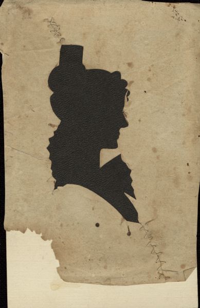 Hollow-cut silhouette, facing right (proper left), of Mary Smith Campbell (Mrs. Hugh Campbell). Born in Bedford, NH. 
