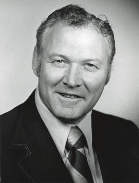 Quarter-length studio portrait of Congressman Alvin Baldus. Baldus served in the U.S. House of Representatives from the Wisconsin 3rd Congressional District from January 1975 to January 1981.