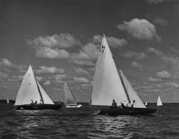 A sailboat race on Lake Mendota.
