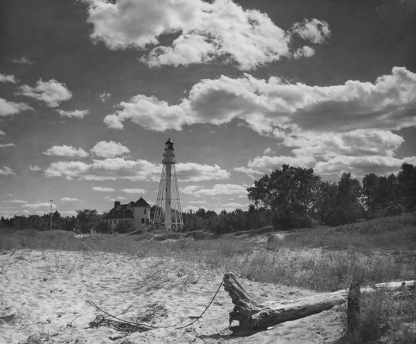 Rawley Point Lighthouse, located in the Point Beach State Forest. It is 111 feet tall.