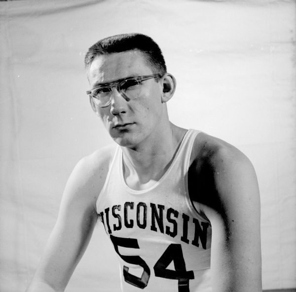 Paul Morrow, #54, starter on the 1954 Wisconsin basketball team.