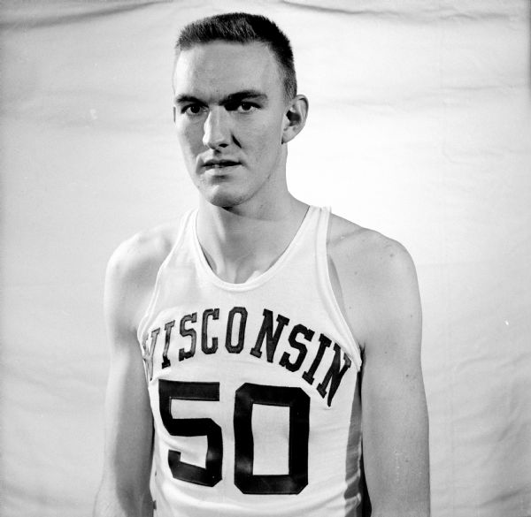 Bob Weber, #50, starter on the 1954 Wisconsin basketball team. 