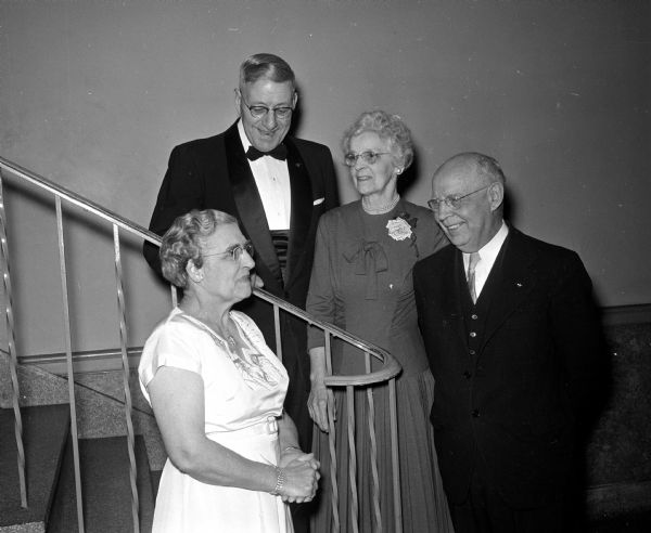 Guests at the Shrine Valentine Day Dinner include, from left to right, Mrs. R.C. Birkenbine, Mr. R.C. Birkenbine, Mrs. A.T. Wallace, and Rev. A.T. Wallace.