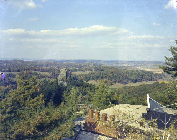 Elevated view of Percussion Rock from House on the Rock. This is from Sid's collection of images used in the House on the Rock brochure.
