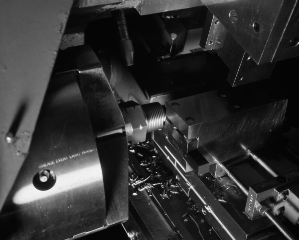 Close-up of machinery at Gisholt factory.