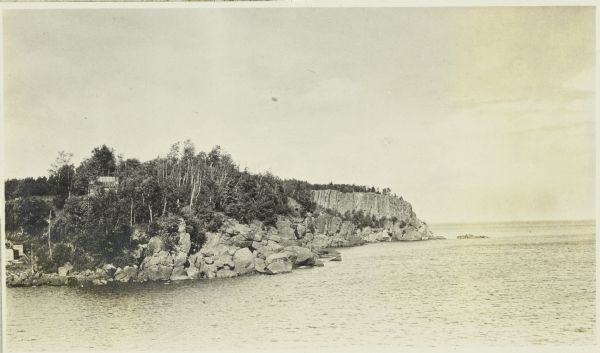 Elevated view from the lake of the Lake Superior Palisades.
