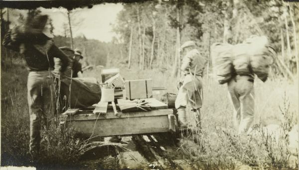 The Gang happens upon a mine push car at a mining site on Presque Isle. They are using the car to portage some of their supplies and gear.