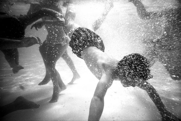 Underwater photograph of a youth learning to swim in a Sun Prairie pool.
