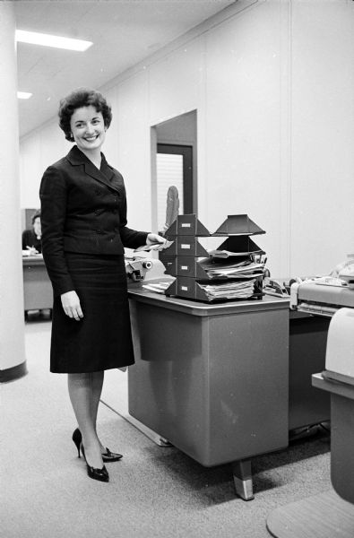 Certified professional secretary Anita Lary, who is secretary to Allan C. Mayer, vice-president and general plant manager of Oscar Mayer and Company.