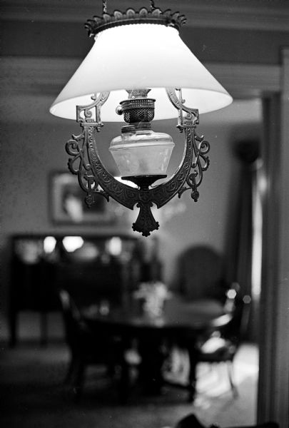 Chandelier in the farmhouse rented by George Fitts on Old Sauk Road near Gammon Road. The farm house was originally owned by Carl Meyer.