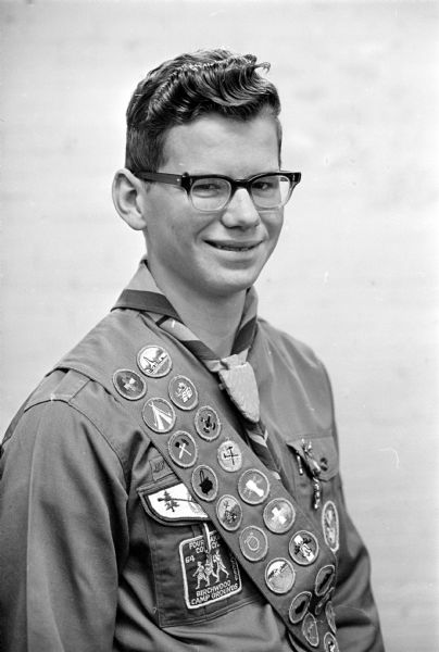 Waist-up portrait of Donald Selje, 15, who received his Eagle Scout award at a Troop 27 court of honor at Lakeview American Lutheran Church.
