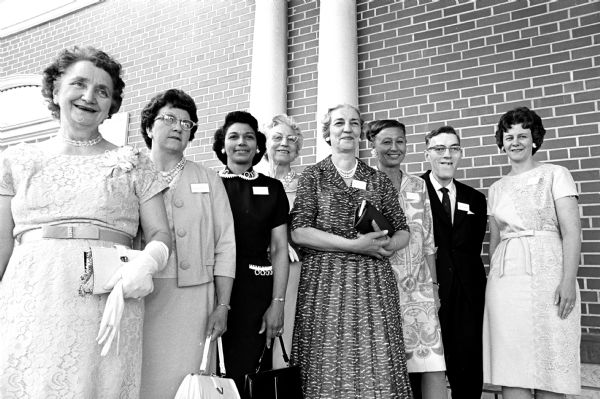 Eight long-time employees honored by Methodist Hospital at its annual employee recognition dinner. From left are Henrietta Hornbeck, Helen Hurda, Genevieve Irnmonger, Ethel Ruud, Della Salsman, Marge Schmitz, William Parsons, and Hazel Way.